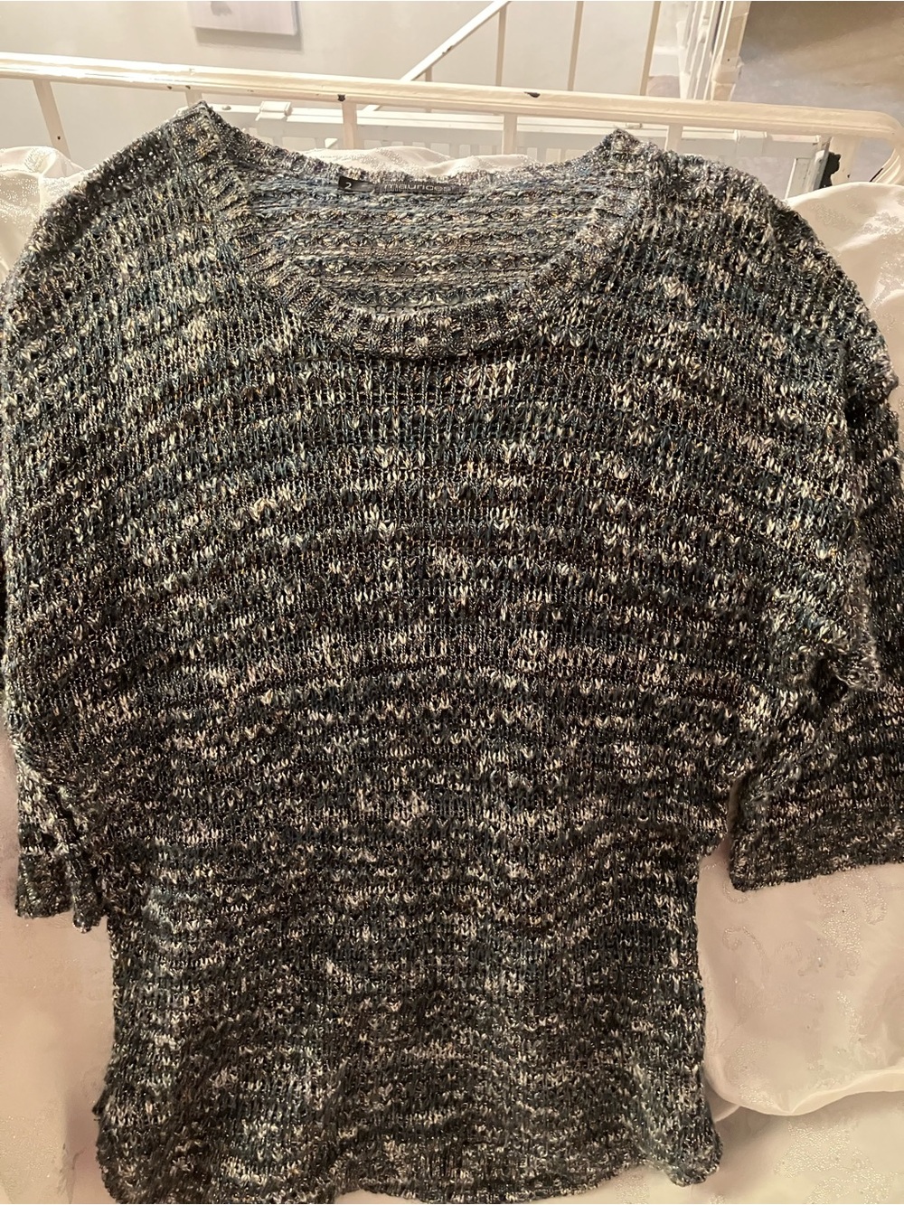 Maurices Marled Black and Gray Scoop Neck Sweater